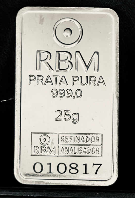 BARRA PRATA (Ag) Pura 99,9% de 25g