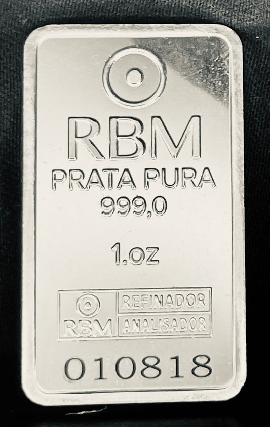 BARRA PRATA (Ag) Pura 99,9% de 1.Oz