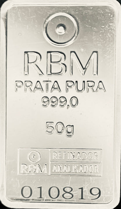 BARRA PRATA (Ag) Pura 99,9% de 50g