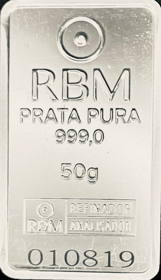BARRA PRATA (Ag) Pura 99,9% de 50g
