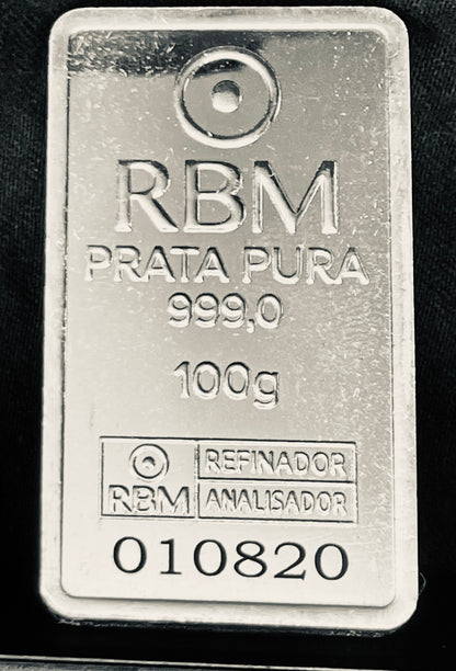 BARRA PRATA (Ag) Pura 99,9% de 100gr