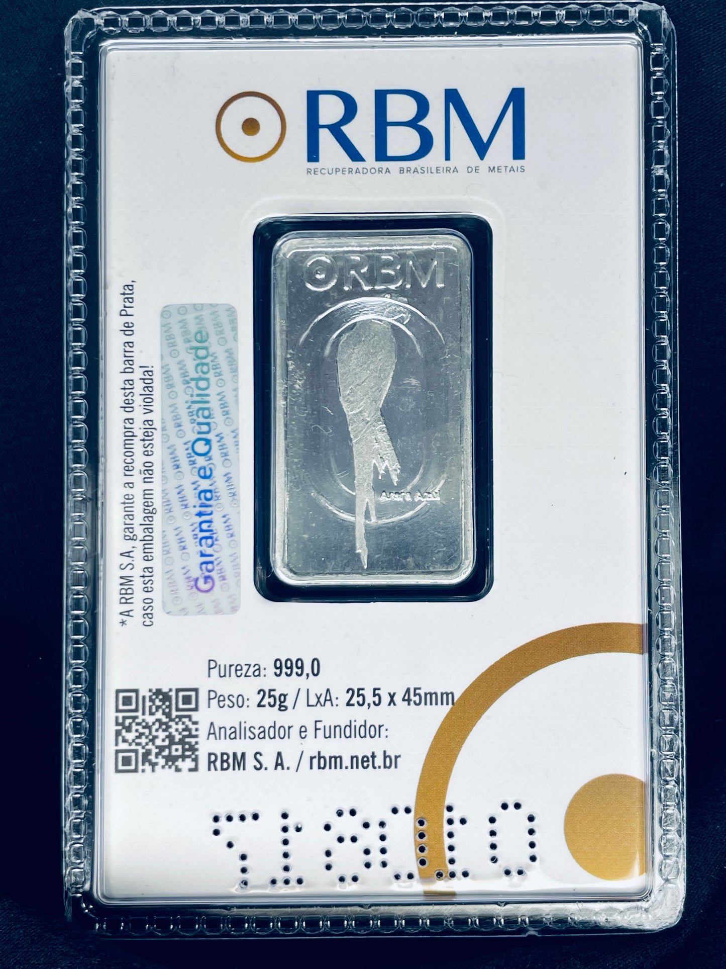BARRA PRATA (Ag) Pura 99,9% de 25g