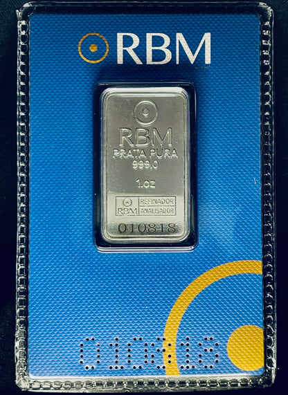 BARRA PRATA (Ag) Pura 99,9% de 1.Oz